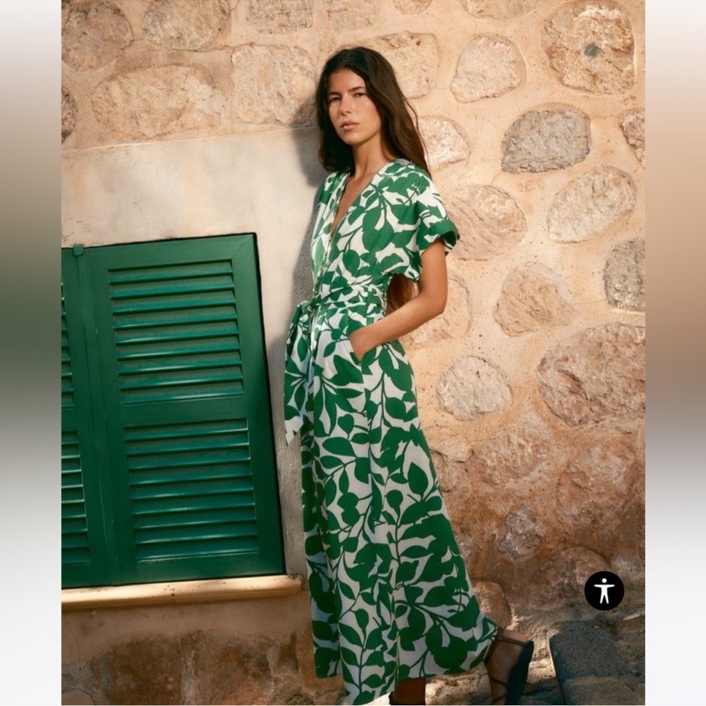 NWT ZARA BELTED PRINTED MAXI DRESS - Picture 2 of 6